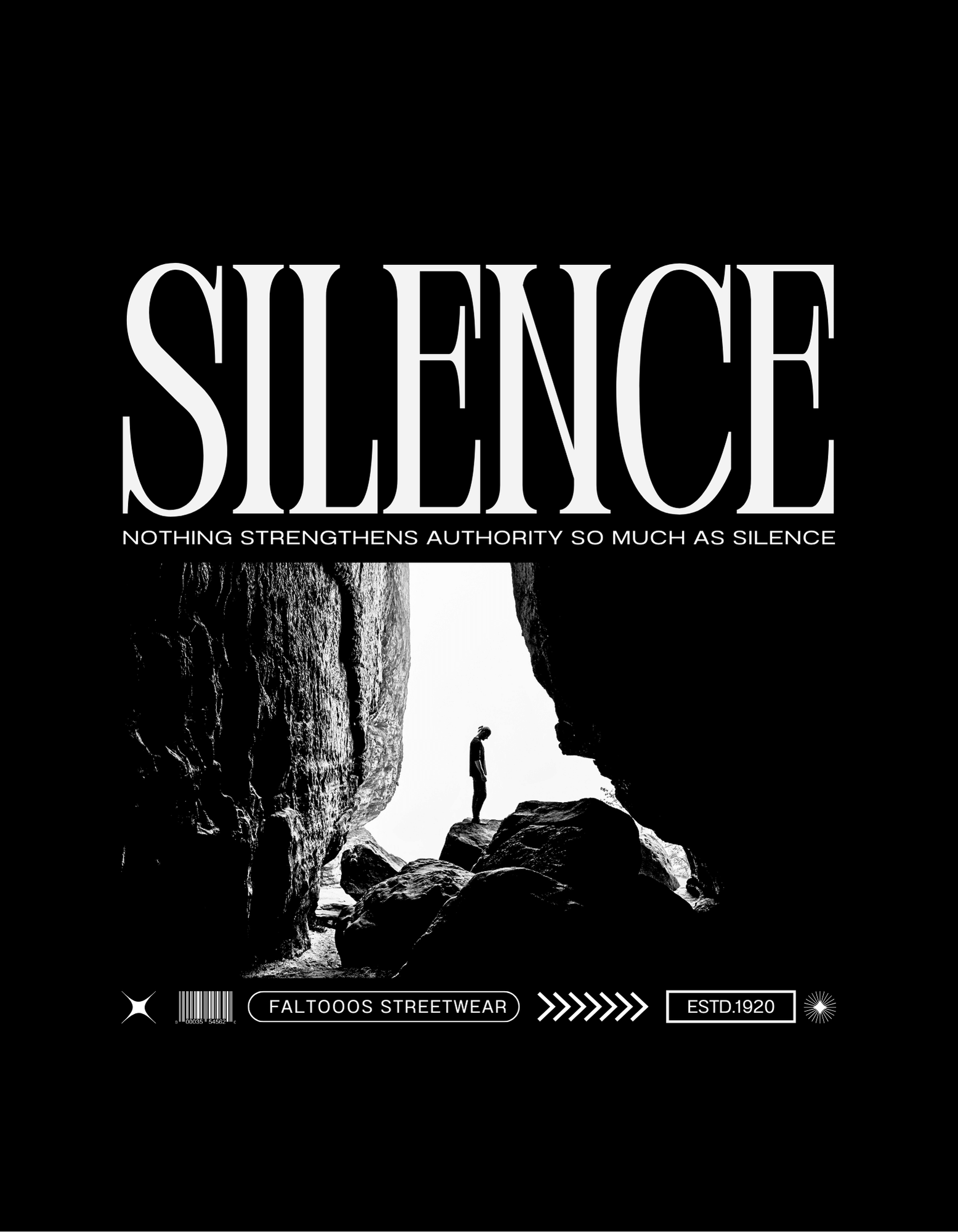 Men's Silence Authority Graphic Oversized T Shirt - Image 5