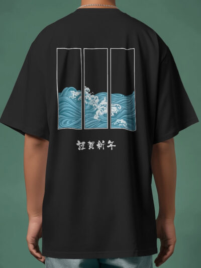 Men's Japanese Wave Graphic Oversized TShirt