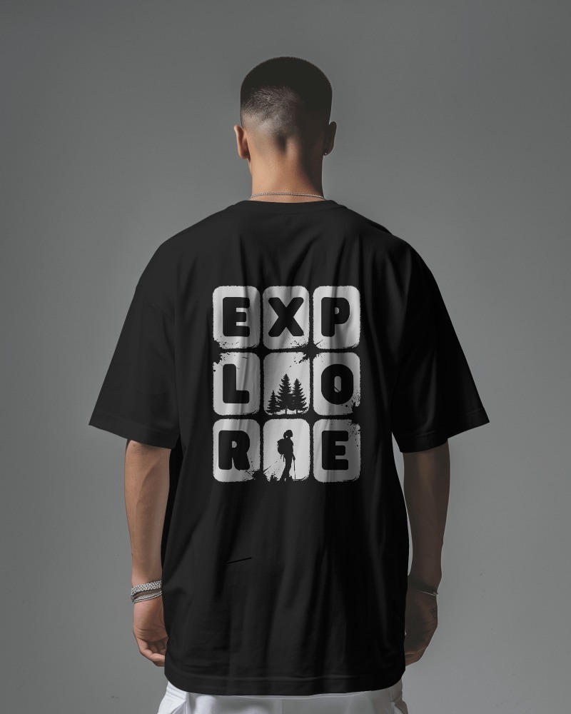 Men's Explore Adventure Graphic Oversized T Shirt