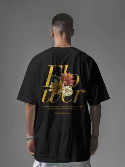 Men's Black Vibrant Floral Oversized T Shirt