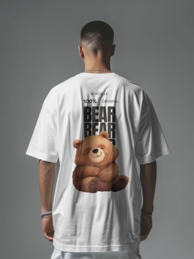 Men's White Cuddly Bear Oversized T Shirt