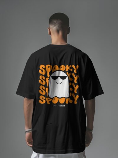 Men's Spooky Ghost Graphic Oversized T Shirt