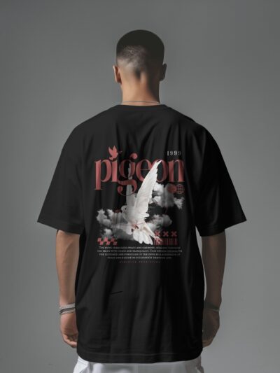 Men's Pigeon Graphic Oversized T Shirt