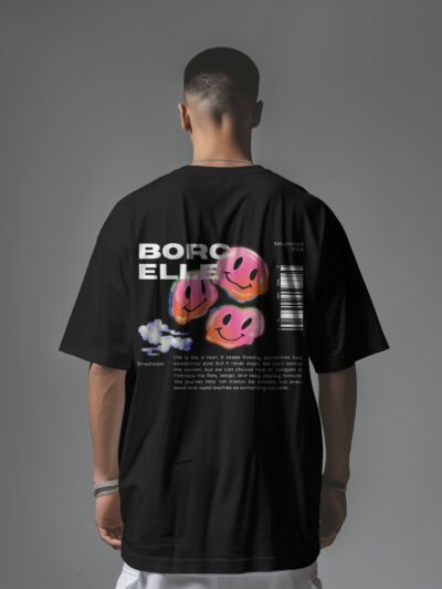 Men's Retro Borc Elle Graphic Oversized T Shirt