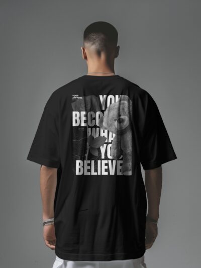 Men's Inspirational "Believe" Graphic Oversized T Shirt