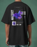 Men's Black Abstract Flower Oversized T-Shirt