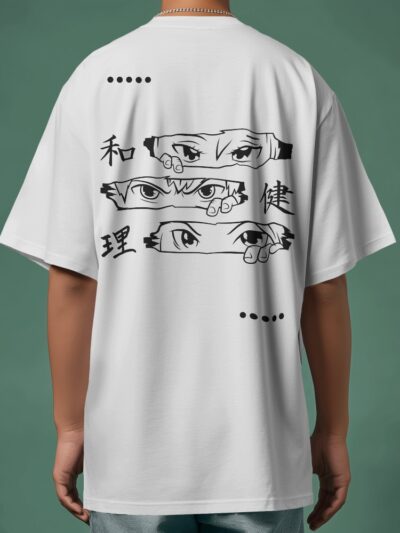 Mens White And Black Eye Oversized T Shirt