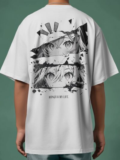 Men's Grayscale Manga Oversized T Shirt