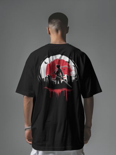 Men's Edgy Samurai Warrior Graphic Oversized T Shirt
