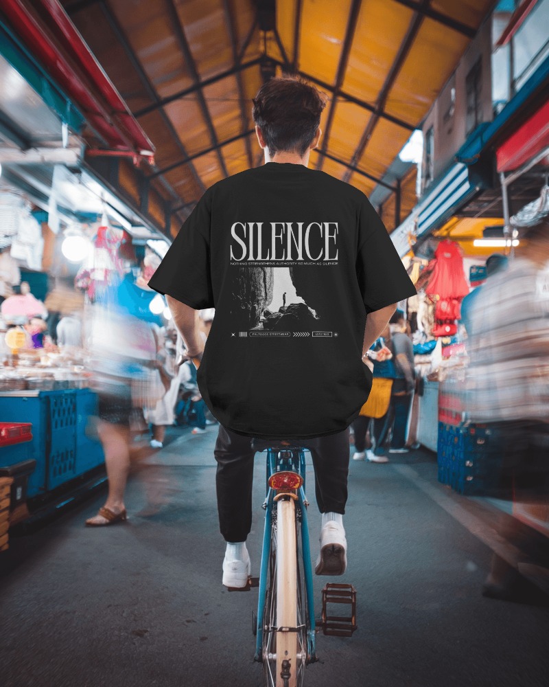 Men's Silence Authority Graphic Oversized T Shirt - Image 3