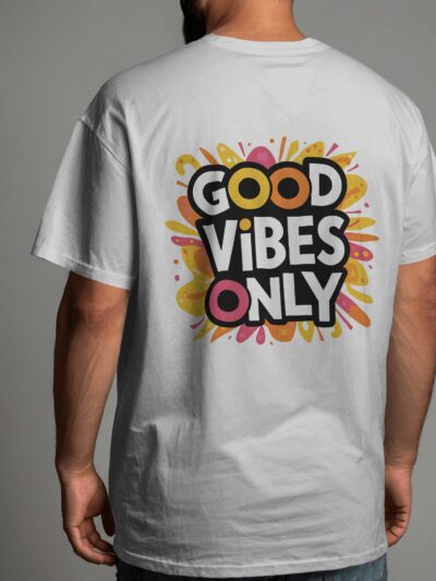 Men's White Good Vibes Only Oversized T Shirt